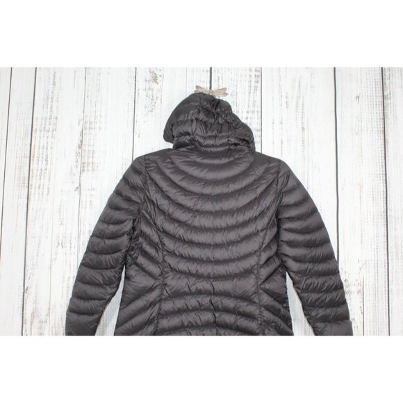 LL Bean Ultralight 850 Down Hooded Coat Three Quarter Length Black Large - Picture 9 of 11